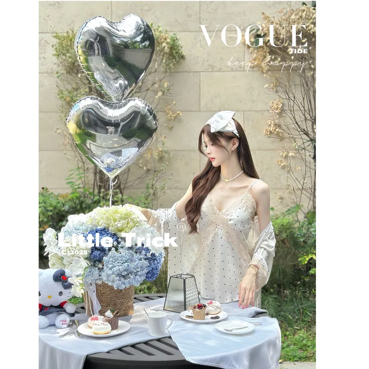 小动do.【汀兰香榭】法式甜美少女吊带冰丝睡裙显瘦波点睡衣外袍