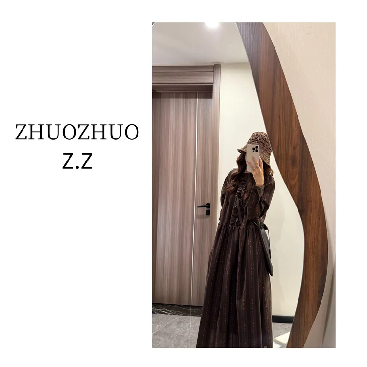 【ZHUOZHUO专属】“浮光织叙”日系文艺复古褶皱花边领提花早秋连衣裙