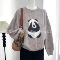 飞飞家~驼绒小熊猫！！南油订单~气质软糯#针织衫T165卡其