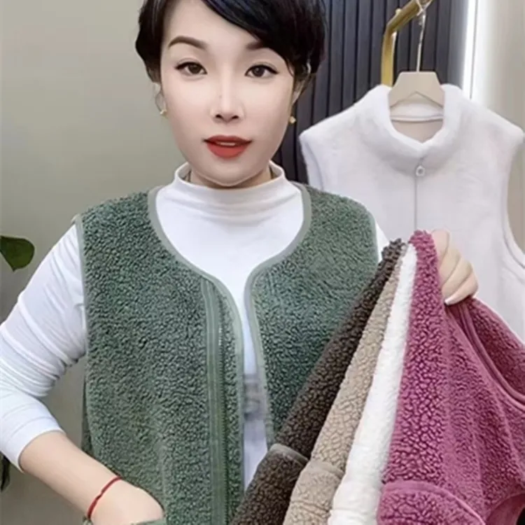 酷飒秋冬马甲女新款时尚洋气百搭外套宽松大码小颗粒妈妈保暖背心