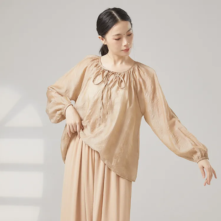古典舞蹈服飘逸身韵纱衣中国舞练功服现代舞宽松训练服上衣