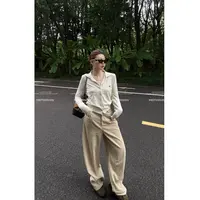【阿乐家】大码微胖“知性学姐”早秋别致翻领单排扣针织开衫上衣