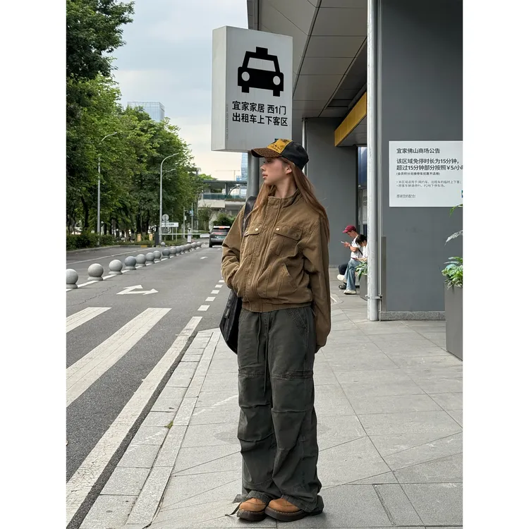 YZBZ燕子别走美式复古街头休闲男女宽松做旧个性工装夹克外套