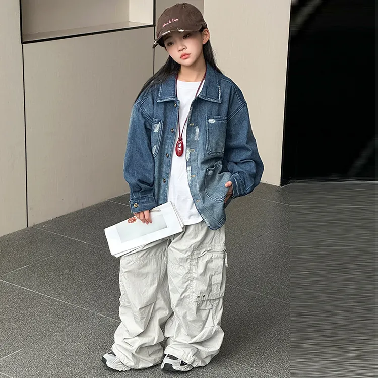 女童牛仔外套秋装2025新款潮流中大童女孩秋季外套儿童上衣春秋款