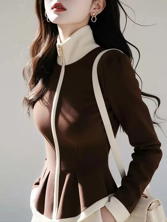 SS773今年流行咖色卫衣外套洋气独特别致漂亮高级感气质上衣2025