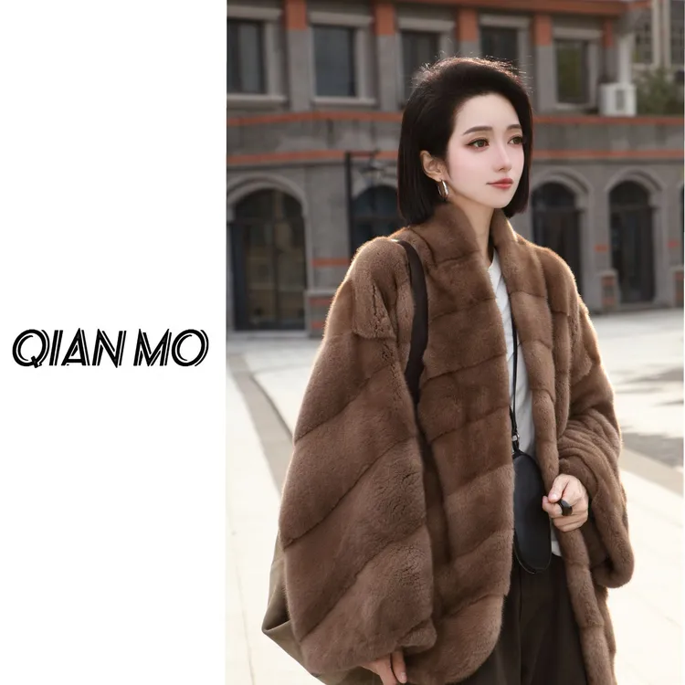 【名流派对】本色帕斯条斜排V领浅金水貂皮草秋冬外套52511511