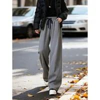 松紧腰抽绳休闲直筒长款卫裤2025年冬季新款女装裤子SXK25137