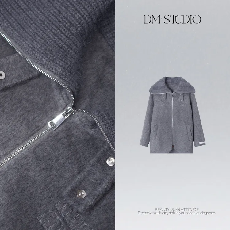 DEDM•STUDIO/静奢减龄时尚拉链羊驼毛+羊毛外套2510MNWT/ACZ25732