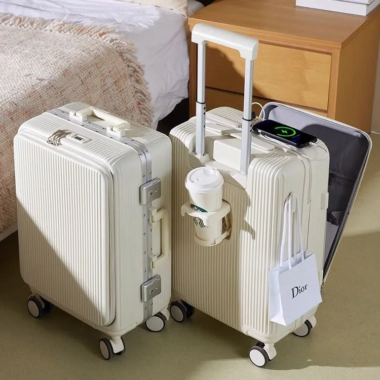 多功能行李箱批发PC前置开口拉杆旅行箱密码箱箱包万向轮登机