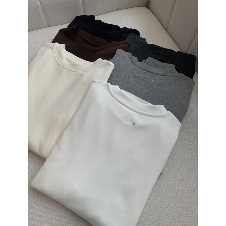 “王牌打底”圆领纯色亲肤加绒加厚软糯长袖T恤秋冬内搭