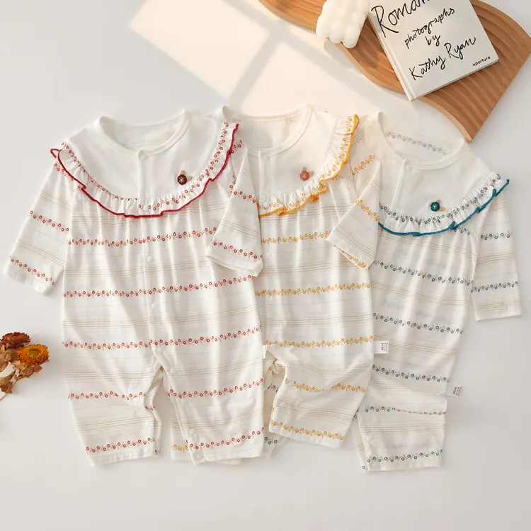 婴儿衣服夏季薄款女纯棉宝宝连体衣服睡衣和尚服新生儿哈衣爬爬服