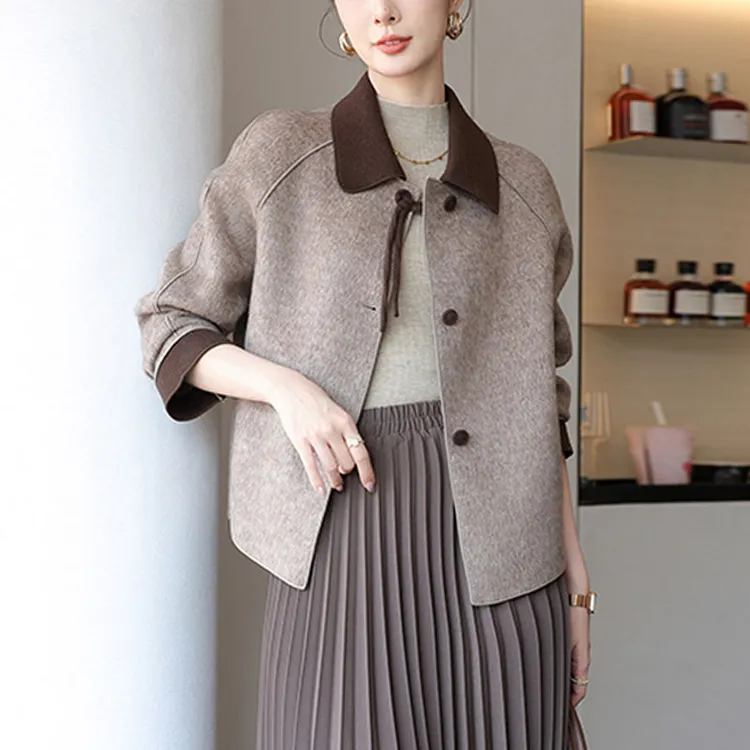 罗蒙高档妈妈装短款毛呢外套女2025秋季新款气质优雅百搭中年上衣
