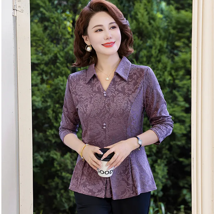 春装春秋时尚中年新中式妈妈宽松衬衫中老年女装气质妈妈装显瘦