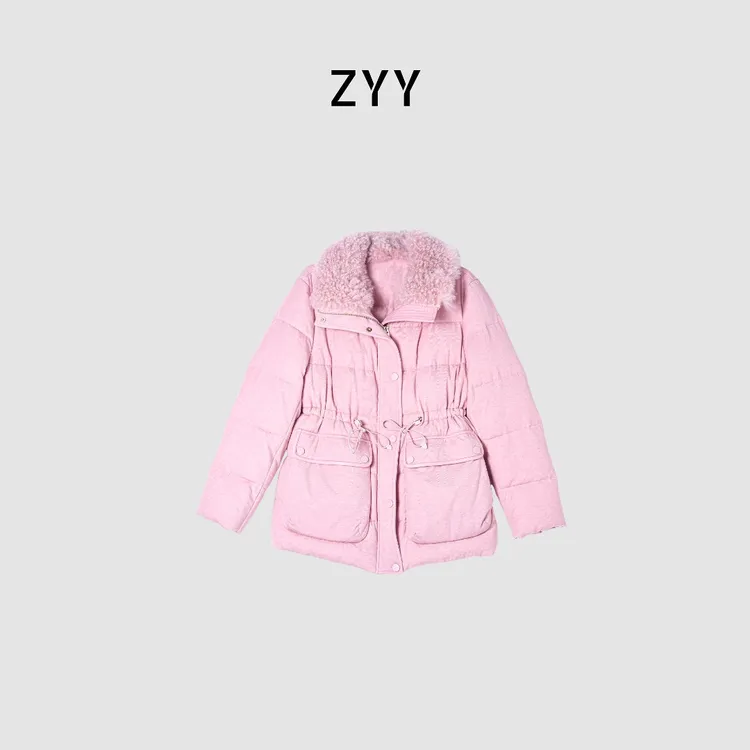 ZYY【泡芙小姐】2025/S抽绳收腰设计拼毛领白鹅绒服X25DYRF05705