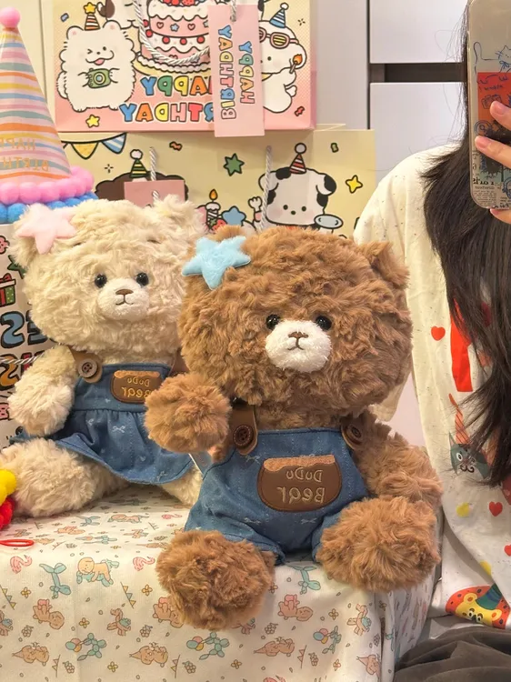 浅棕牛仔小熊玩偶公仔可爱娃娃送女友送闺蜜送男友礼物毛绒玩具