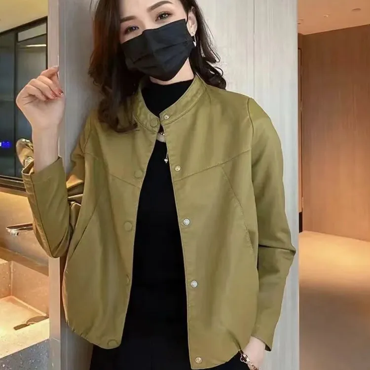 反季清仓宽松百搭海宁正品小外套休闲气质洋气机车皮衣2025年新款