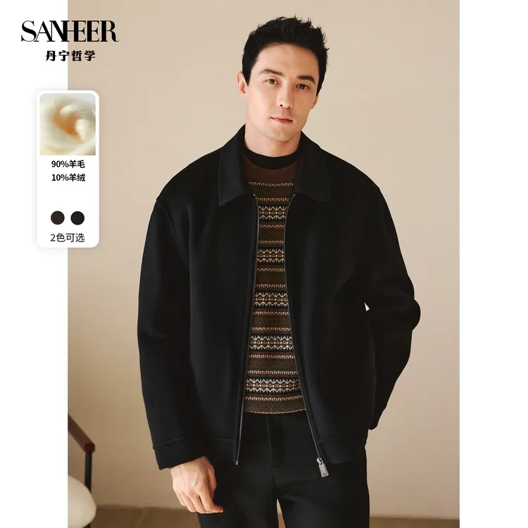 【意式老钱绅士】高端羊绒羊毛双面呢 纯手工毛呢夹克外套 DAJ382