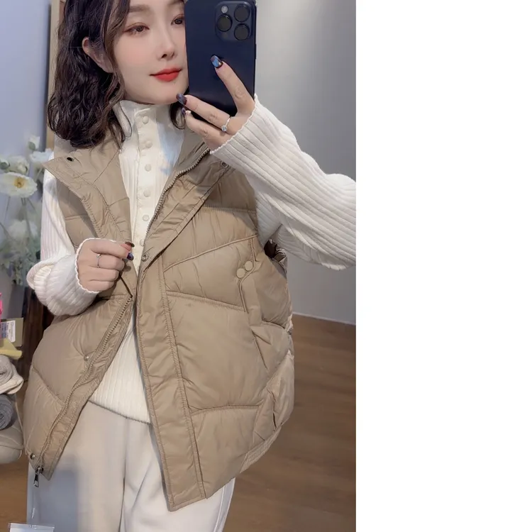 蓝卡精选2025新款纯色棉马甲女立领冬季马夹显瘦加厚坎肩背心外套