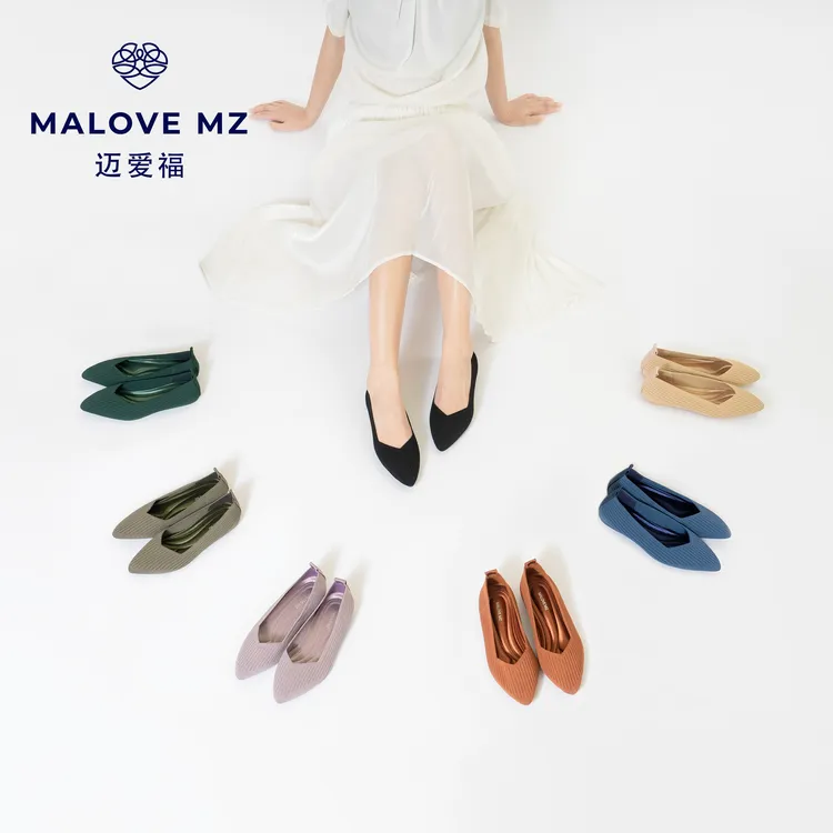 MALOVEMZ尖头透气平底女鞋2025年夏季新款通勤软底时尚女鞋