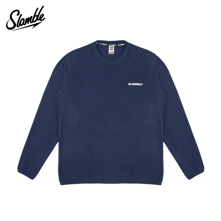 SLAMBLE春季新款摇粒绒套头衫男圆领宽松运动休闲保暖打底上衣