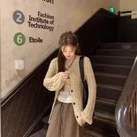 长袖上衣毛衣秋冬常规款毛针织衫V领镂空薄款网红