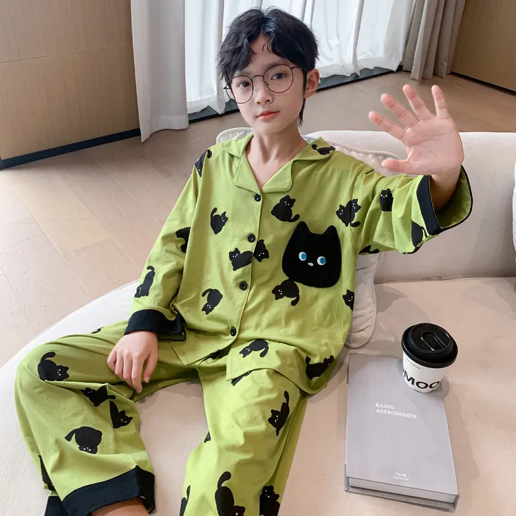 男童纯棉睡衣春秋季新款儿童家居服10至15岁中大童休闲套装可外穿
