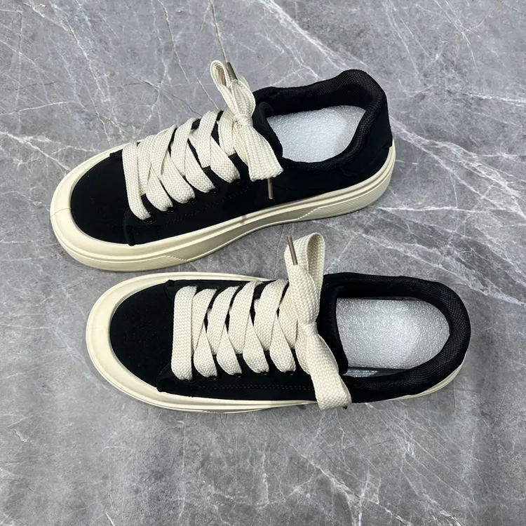 鞋子男款低帮厚底男士休闲板鞋百搭黑色秋冬款潮流大码男鞋45-46