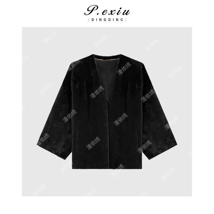 PanYiXiu/潘依绣进口皇冠天鹅绒整貂气质水貂皮草外套A2563