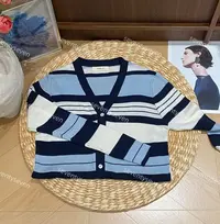 E262#Seoul新款高级感条纹针织长袖开衫（光线原因 颜色略有误差）