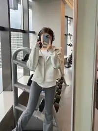 【多多家】lulu scuba 全拉链宽松连帽卫衣外套短款秋新款【2537】