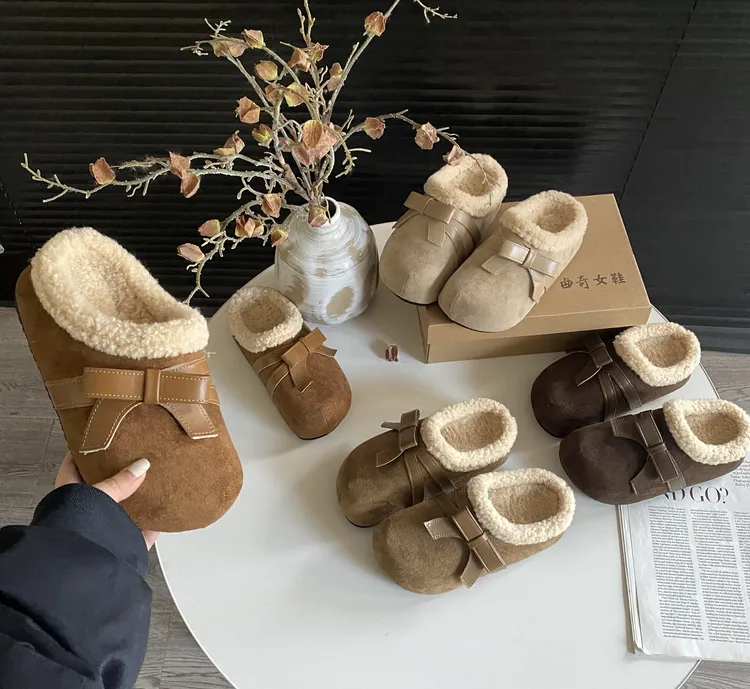 厚底勃肯鞋女鞋毛毛拖鞋女款秋冬加绒2025新款爆款棉拖鞋外穿增高