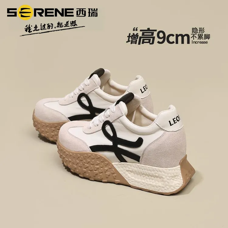 西瑞百搭厚底复古老爹鞋女款夏季新款小个子增高休闲鞋轻奢鞋子