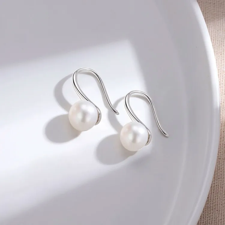铂俪塔S925银高跟鞋淡水珍珠耳钉纯天然简约强光女耳钩耳环耳饰