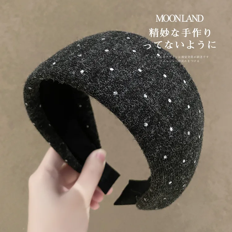 简约复古波点毛线发箍女2025巨好看的高颅顶发卡日常外戴洗脸头箍