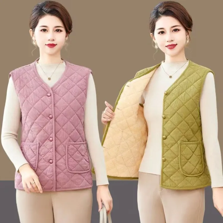新款新中式时尚马甲轻便加绒大码坎肩居家无领
