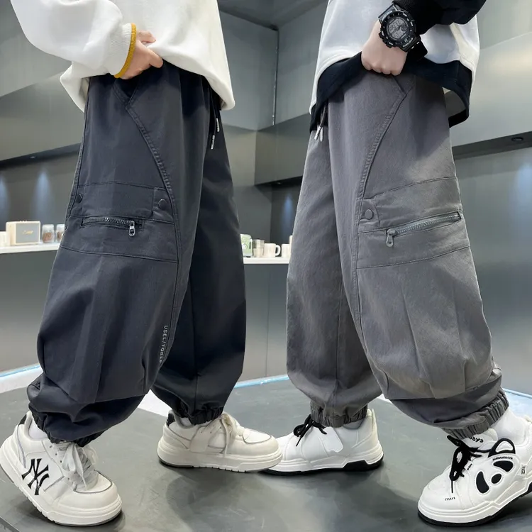 裤子休闲春秋纯色男童中大童