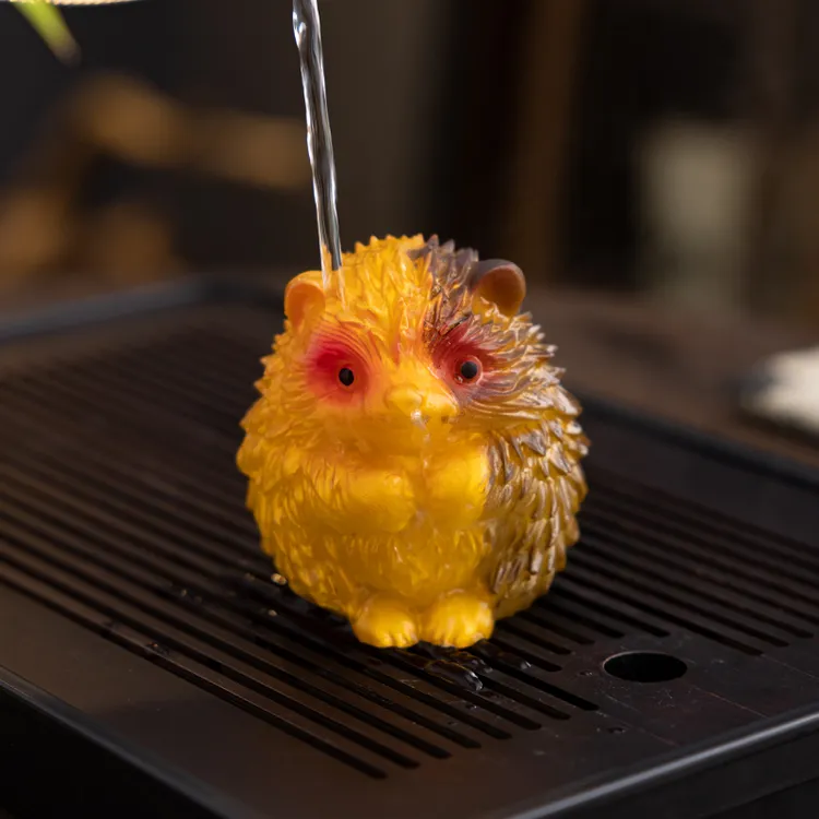 变色刺猬中式创意桌面摆件茶室装饰居家高端家用中式风格把玩好物