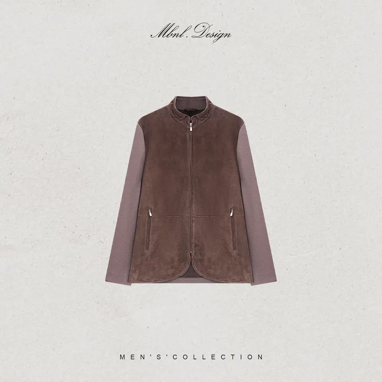 MBNL-F「B.C 反绒猎装」秦磊男装100山羊皮混纺纱线皮衣LL-WWT0132