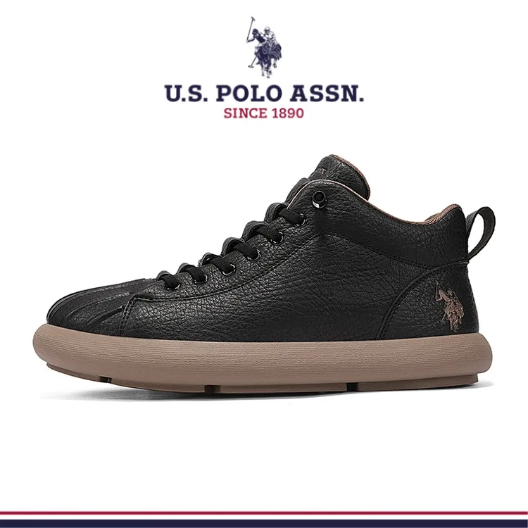 U.S. POLO ASSN.中帮男鞋秋冬潮流百搭休闲皮鞋复古工装马丁靴男
