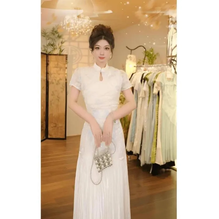 【有里布】新中式禅意立领旗袍女2025年夏季高级新款连衣裙D2155