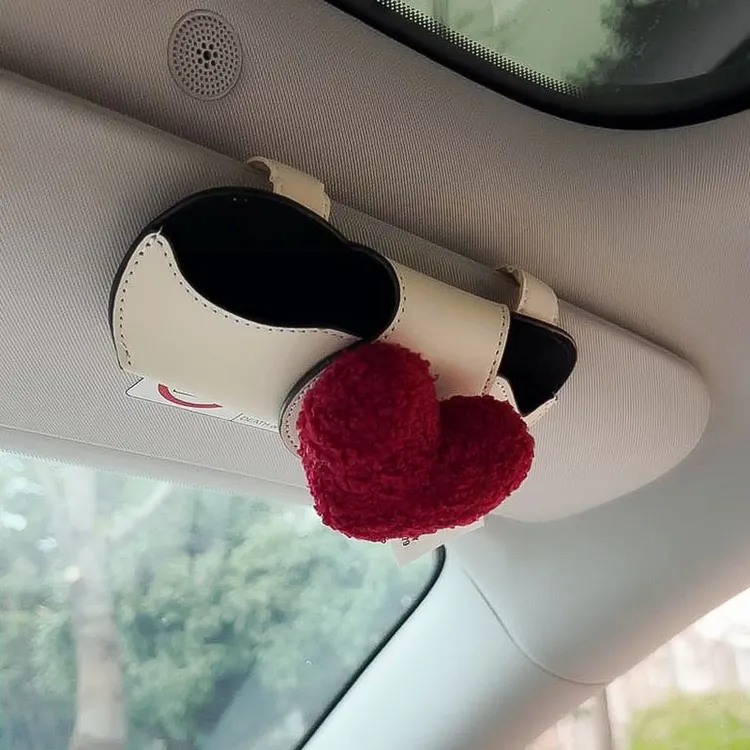 车载眼镜夹汽车用遮阳板收纳车内气质小花墨镜盒车上挂眼镜放置架