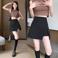 夏季新款韩版大码不规则开叉显瘦半身裤裙高腰不规则a字裙女5020
