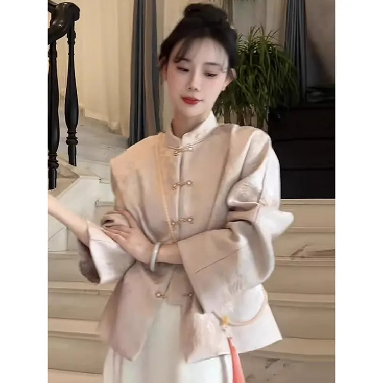 【新中式穿搭】国风提花紫色外套女2025初春款独特漂亮短款休闲上衣