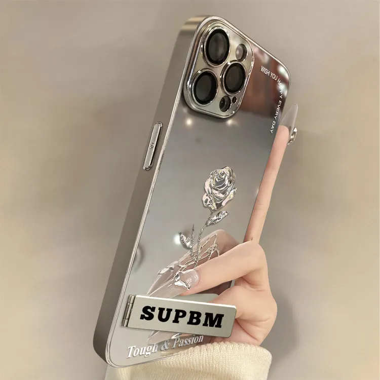 一朵玫瑰适用苹果17promax手机壳散热iPhone15全包防摔16plus支架