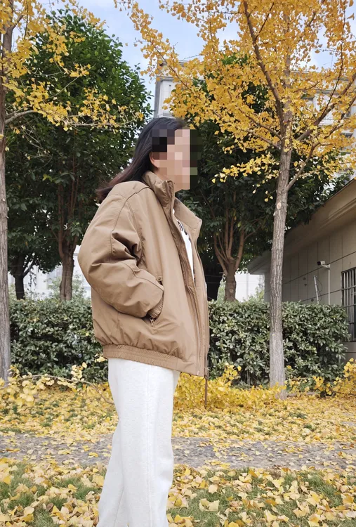 高级感痞帅卡其色短款飞行夹克羽绒服男冬季潮牌加厚保暖工装外套