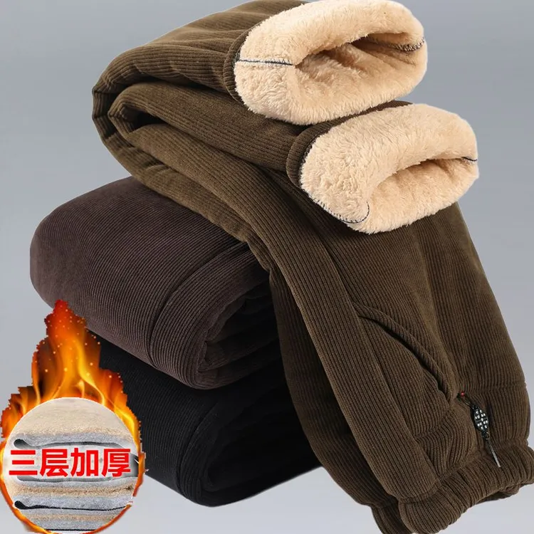 妈妈裤子灯芯绒冬季棉裤加绒夹棉保暖裤女中老年人奶奶装外穿长裤