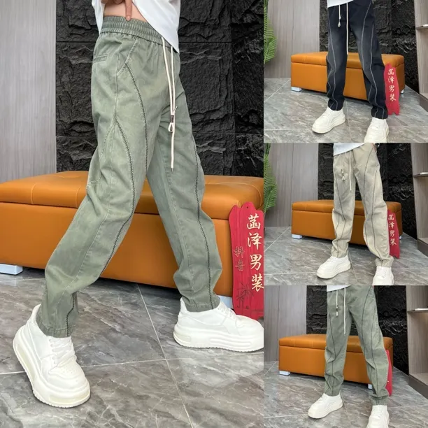 运动休闲裤常规款竖条纹水洗修身男潮流风长裤7S718