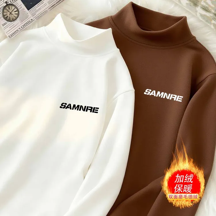 10A抗菌双面绒打底衫 两件半高领德绒卫衣秋冬长袖T恤帅气穿搭