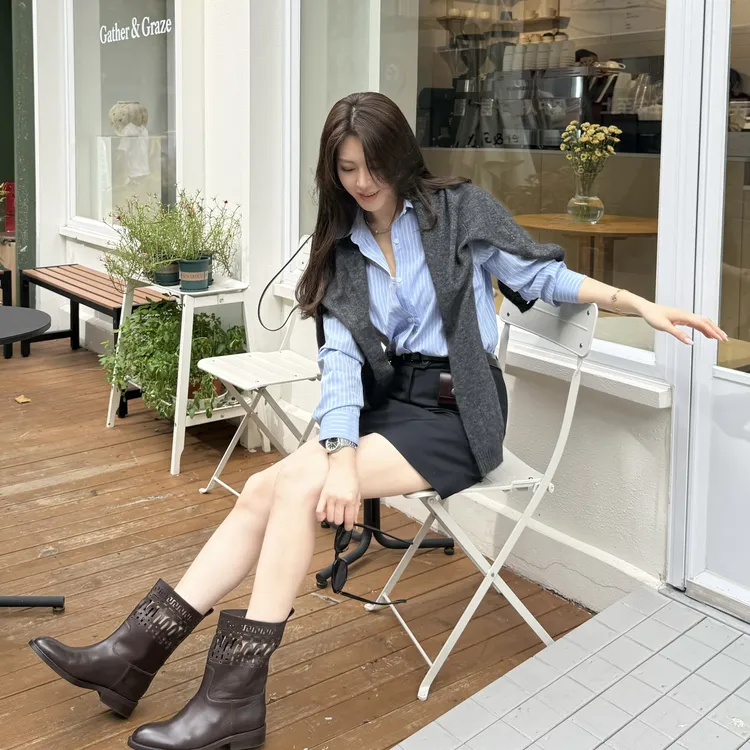 王嬛嬛MsLime25年新款【霓虹漫想】蓝白条纹连衣裙 HD2C0445/0460