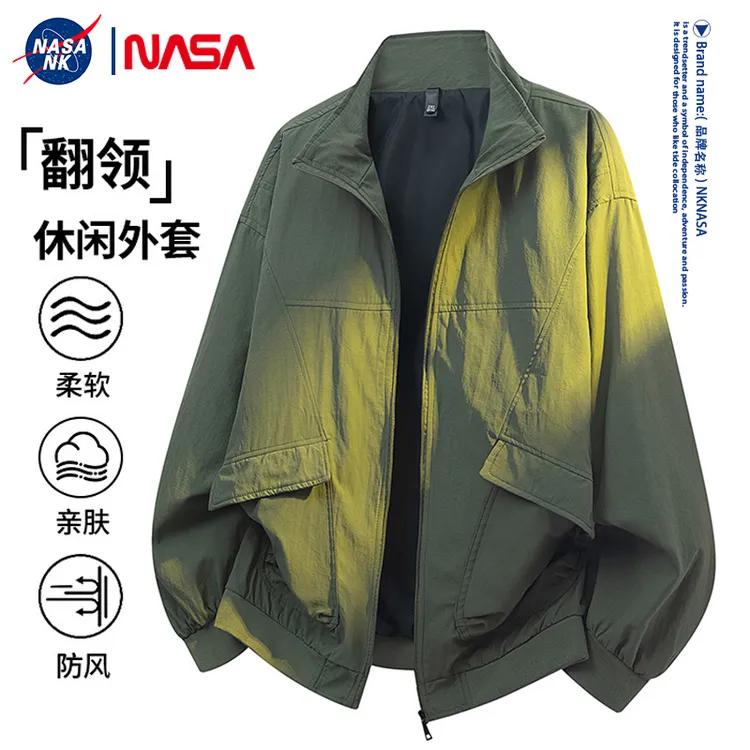 NASA联名立领夹克外套男女同款春秋季美式高街复古防风秋冬上衣服